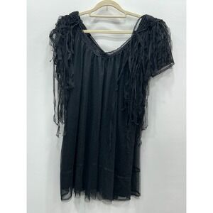 NWOT Mk2k Sheer Lace Dress Large Black Ruffle Sleeve Gothic Romantic Whimsigoth